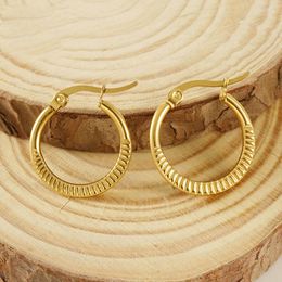 Hoop Earrings Vintage Gold Colour Striped Round For Women Exquisite Party Wedding Engagement Jewellery 2023