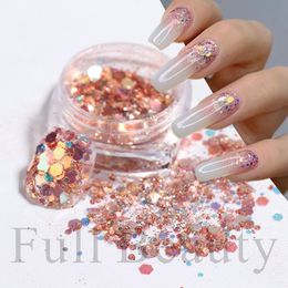 Nail Glitter 1 Box Hexagons Nails Sequins Holographic Decorations Sparkle 3D Flakes Gel Charms Manicure Paillette LAXBR0112 230808