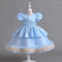 Girl Dresses Girls' Gress 3-12T Children Bubble Sleeve Puffy Dress Sequin Ball Gown Wedding Party For Girls Birthday Princess