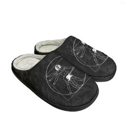 Slippers Vitruvian Man Guitar Home Cotton Custom Mens Womens Sandals Plush Bedroom Casual Keep Warm Shoe Thermal Slipper Black