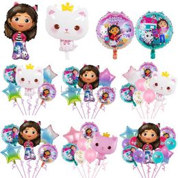 1Set Gabby Dollhouse Cats Balloons Girls Birthday Party Decorations 32 In Number Balloon For Kild Baby Shower Supplies Toy Gifts HKD230808