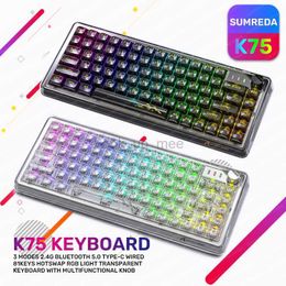 K75 Wireless Gaming Mechanical Keyboard 81Keys Gamer RGB Hotswap 2.4G Bluetooth Wired Transparent Keyboard Game teclado mecanino HKD230808