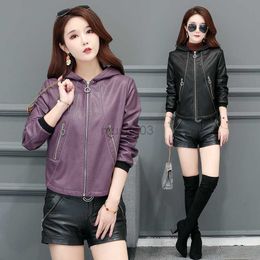 Women's Leather Faux Leather New S-3XL Women's Leather Jackets 2023 Spring Jacket Women Coat Female Motorcycle Leather Clothing Black HKD230808