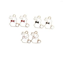 Charms 10 Pcs Novelty Korean Earrings Quirky Jewellery Pearl Bow Tie Alloy Accessories Rubber Band Pendant