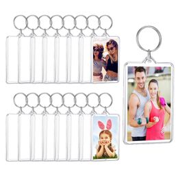Decorative Flowers Wreaths 30pcs Clear Acrylic Keychain Blanks Rectangle Song Key Chain Transparent Rings for Custom Vinyl and DIY Tags 230807