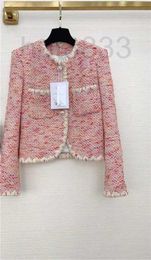 designer clothes women jacket women jacket plus size Luxury fashion Chains pink jacket tweed Leisure cardigan overcoat Mother's Day Gift C51N