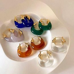 Hoop Earrings Japan Korea Transparent Crystal Acrylic Circle For Women Clear Resin Huggie Piercing Ear Buckle Party Jewelry Gift