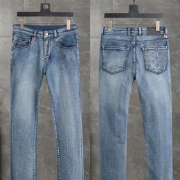 Jeans retrò di lusso da uomo designer pesanti vecchi pantaloni in denim da uomo casual di fascia alta con stampa tridimensionale