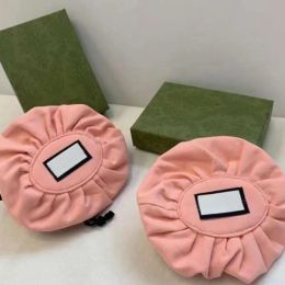 Fashion Pink Color Brand Designed Drawstring Makeup Bags Floral Mini Handbag For Lipstick Powder Foundation Cosmetic Skincare Bag With Retail Box