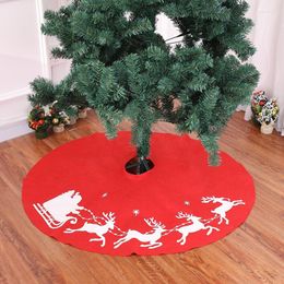 Christmas Decorations Tree Skirt 2023 Home El Scene Layout Pure White Plush Red Elk Printed Decorative Bottom