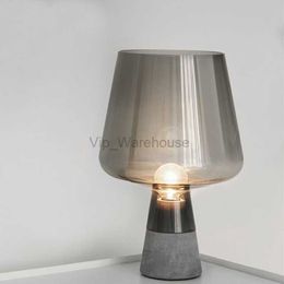 Industrial Cement Table Lamp Modern Glass Table Lamps For Living Room Bedroom Study Desk Decor Light Nordic Home Bedside Lamp HKD230808