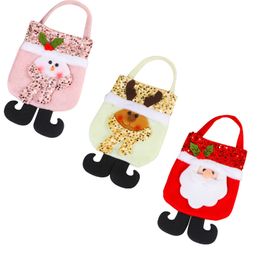 Christmas Sequin Gift Bag Santa Snowman Gift Candy Tote Bag Merry Xmas Apple Bag Home Decoration