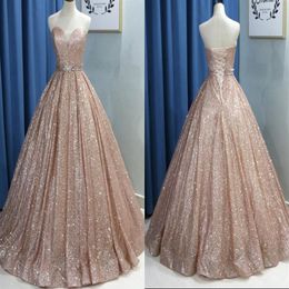 Fashion Rose Gold 2022 Prom Abiti Quinceanera Sweetheart Corsetto Nastro con cristallo Lungo Homecoming Party Designer Evening Forma2747