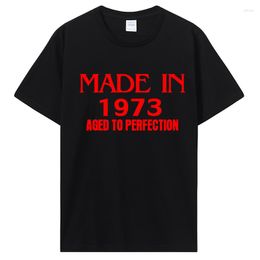 Men's T Shirts Funny Made In 1973 Birthday Gifts Cassette Tape Vintage Shirt Party Grandma Grandpa Present Summer Cotton T-shirt Gift Tees