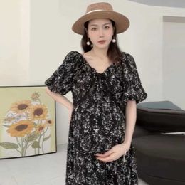 Maternity Dresses Chiffon Pregnancy Dress Printed Dress Maternity Dresses Floral Baby Shower Dress for Women Pregnant Woman HKD230808