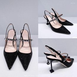 Sandals 2023 High Heeled Shoes With Pointed Toe And Rhinestone Thin Heels Wrapped Female