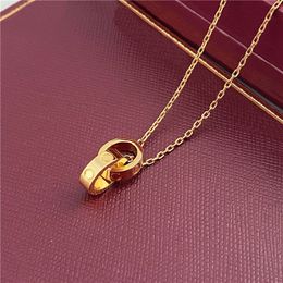 Designer Necklace Designer Jewellery Clover Necklace Stainless Steel Fashion Oval Rings Clavicular Chain Choker Gold Dual Ring Pendant