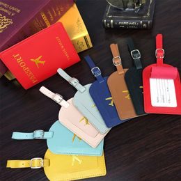 Unisex PU Leather Sodt Luggage Tags Passport Holder Boarding Tag Name ID Address Holder Suitcase ID Label Travel Accessories