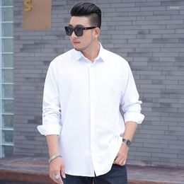 Men's Casual Shirts Arrival Super Large Loose Autumn Professional Clothes Brother Elastic Long Sleeved Shirt Plus Size 2XL-10XL