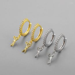 Hoop Earrings Fashion Punk Tiny For Gwen Seamstress Shiny Crystal Golden/White Minimal Huggies Female Trendy Earring Jewelry