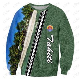 Men's Hoodies Tahiti Polynesia Party 3D Print Sweatshirt Custom Homme Autumn Casual Clothes Fashion Round Neck 4XL Oversized Drop