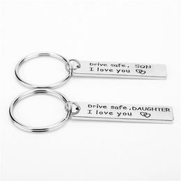 Jewelry Letter Keychain Drive Safe Son Daughter I love you Keychain Lucky Key Chain Keyring Charm Family Christmas Gift310K