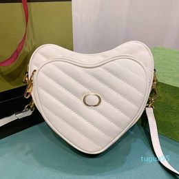 Heart-Shaped Crossbody Bag Women Shoulder Bags Handbags Purse Genuine Leather Fashion Letters Long Strap Golden Hardware Zipper Closure