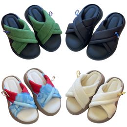 Slippers cross straps designer shoes women's summer beach shoes letter print platform shoes outdoor non slip sandals smudge Colour slides chunky heel indoor shoes