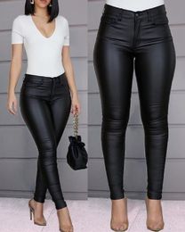 Women s Pants PU Leather Black Sexy Stretch Bodycon Trousers High Waist Long Casual Pencil Plus Size S 3XL 230808