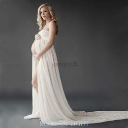 Maternity Dresses Le Couple Maternity Photography Props Long Chiffon Gown Sweet Heart Materrnity Maxi Dresses For Photo Shoot Pregnant Women Dress hkd230810