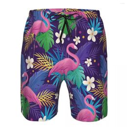 Men's Shorts Beach Short Swim Colorful Flamingo Summer Floral Surfing Sport Board Swimwear