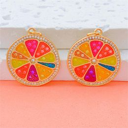 Charms 18K Real Gold Plated Micro Pave Colourful Cubic Zirconia Lemon For DIY Women Fashion Enamel Pendant Jewellery Making