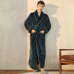 Men's Sleepwear Autumn Winter Men Nightgowns Bathrobe Pyjamas Flannel Lapel Nightwear Long Sleeve Thick Warm Nightdress For Women Robe