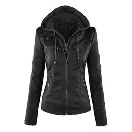 Womens Jackets Women Autumn Winter Faux Leather Coats women Black PU Motorcycle leather clothes for y2k jacket 230808