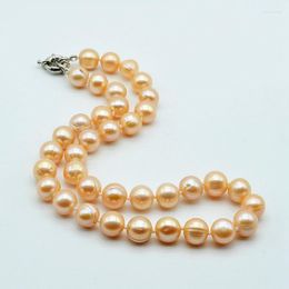 Chains Women's Necklace Pink Round Natural Freshwater Pearl Diameter 11-12mm Simple Large Design Wedding Jewellery