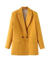Women's Suits Blazers Spring Women Blazers Fashion Double Breasted Office Wear Blazer Coat Vintage Long Sleeve Pockets Female Outerwear 230808