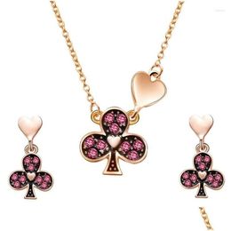 Earrings Necklace Set Women Gold-Color Chain Clubs Rhinestone Jewellery Gift Drop Delivery Sets Dhgarden Dht5D