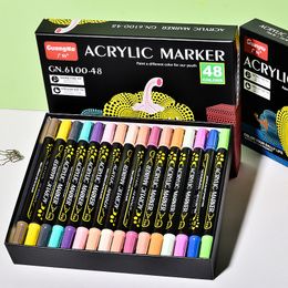 Markers 36 Colours Acrylic Paint Marker Pens Fine and Dots Tip for Rock Painting Mug Ceramic Glass Wood Fabric Canvas Metal 230807