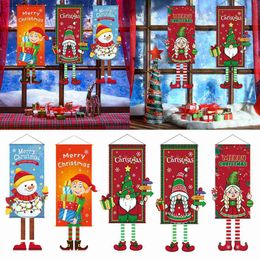 Merry Christmas Hanging Flag Christmas Decorations For Home Door Christmas Ornaments Xmas Gifts Navidad Decor 2023 New Year 2024 L230621