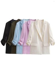 Women's Suits European And American Cardigan Cuffs Curled Loose Blazer Spring