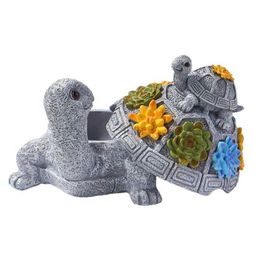 Turtle Ash Trays Ashtray With Lid Indoor Smell Proof Indoor Resin Mother And Child Turtle Statue Ashtray Waterproof Ashtray HKD230808