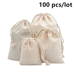 Evening Bags 100 Pcs/Lot Cotton Drawstring Bags for Wedding Christmas Gift DIY Package Small Plain Pouches Home Dustproof Storage Sacks 230808