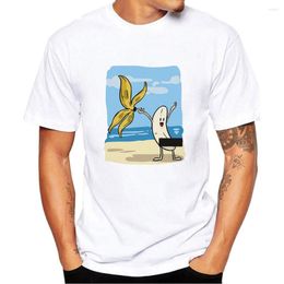 Men's T Shirts Banana Disrobe Funny Design Print T-shirt Summer Humor Joke Hipster White Casual Outfits Streetwear European Size XS-5XL