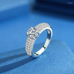Wedding Rings Male Female Luxury Crystal Solitaire Ring White Zircon Round Stone Engagement For Women Men Bands Fashion Jewelry
