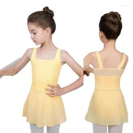 Stage Wear Short Sleeve Dance Dress For Girls Cotton Ballet Dancewear With Tulle Toddler Kids Tutu Skirts