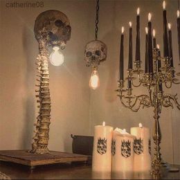 Halloween Skull Skeleton Lamp Horror 3D Statue New Table Light Creative Party Ornament Prop Home Bedroom Decoration Scary Props L230621