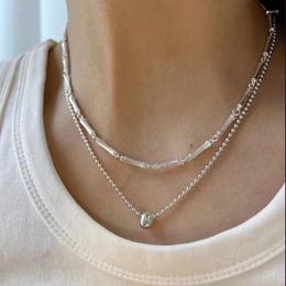 Chains ROPUHOV 2023 Design A Frosted Bamboo Necklace For Women Cool Stylish Minimalist Temperament And High-end Collarbone Chain