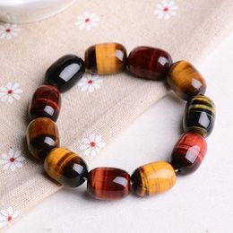 Strand Wholesale JoursNeige Natural Tiger Eye Stone Bracelets Barrel Beads Multi Color Jewelry