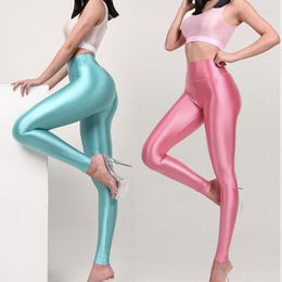 Women's Leggings Glossy Satin Sexy Tight Silk High Waist Yoga Sports Pants Plus Size Trousers Women Bottoms