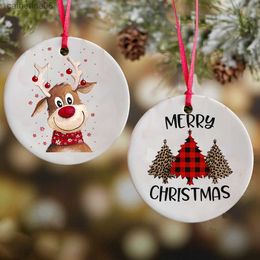 Merry Christmas Print Ornament Deer Tree Pendant Xmas Party Decrto Decoration Photo Prop Photography Accessories Keepsake Gift L230621